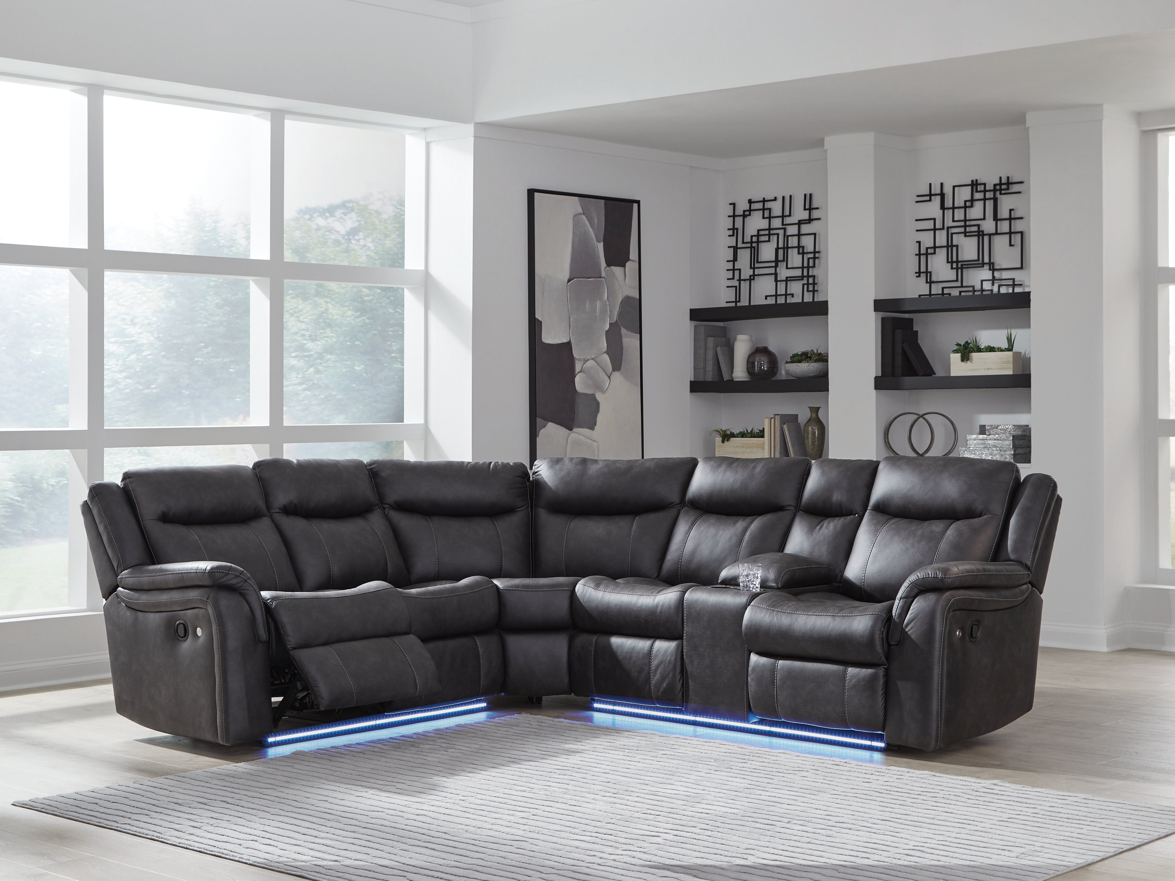 Leasing Furniture - Ashley Furniture - Sultan Meadow Sectional - 2-Piece Reclining Sectional / Carbon - PC13001S1