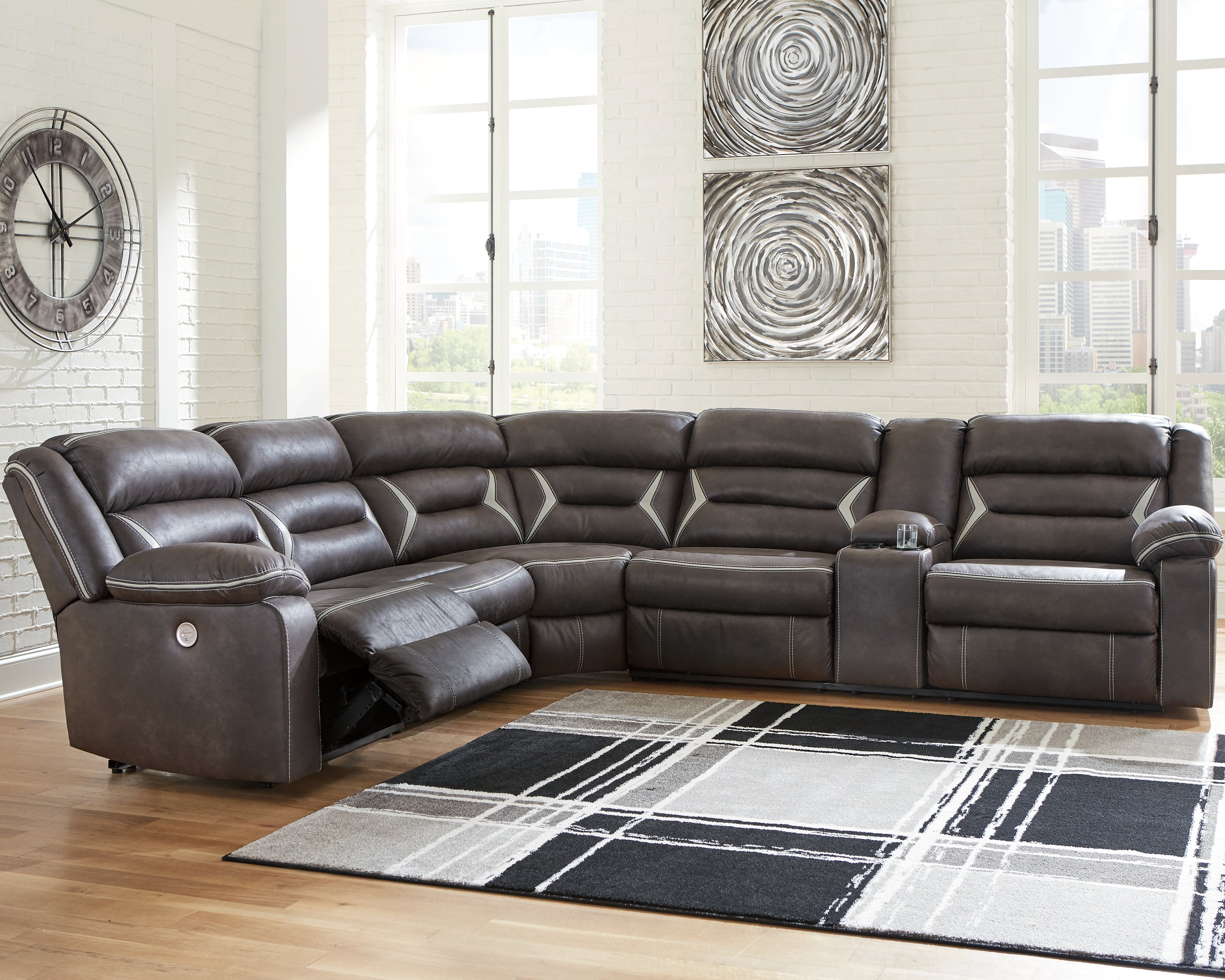 Leasing Furniture - Ashley Furniture - Kincord Sectional - 2-Piece Power Reclining Sectional Sofa / Midnight - 13104S1