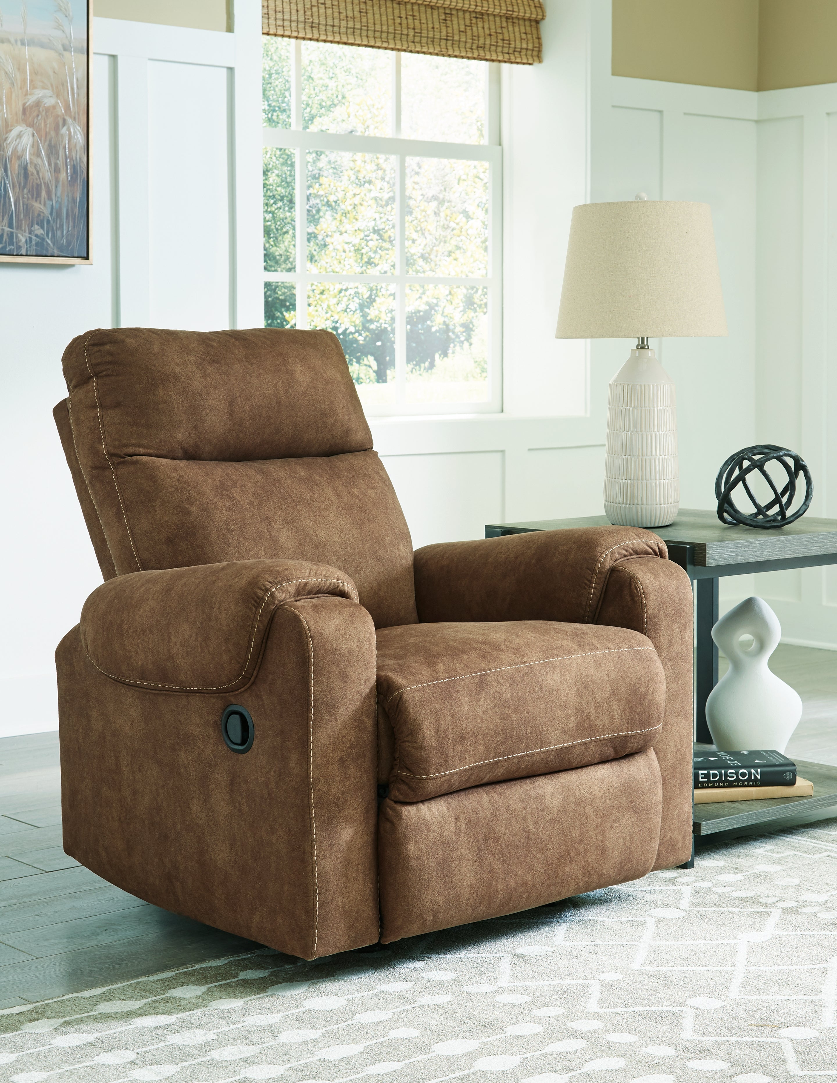 Leasing Furniture - Ashley Furniture - Edenwold Living Room - DBL Rec Loveseat w/Console / Brindle - 1380594