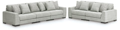 Leasing Furniture - Ashley Furniture - Regent Park 3-Piece Sectional Sofa and 2-Piece Sectional Loveseat - 3-Piece Sectional Sofa and 2-Piece Sectional Loveseat / Pewter - 14404U4
