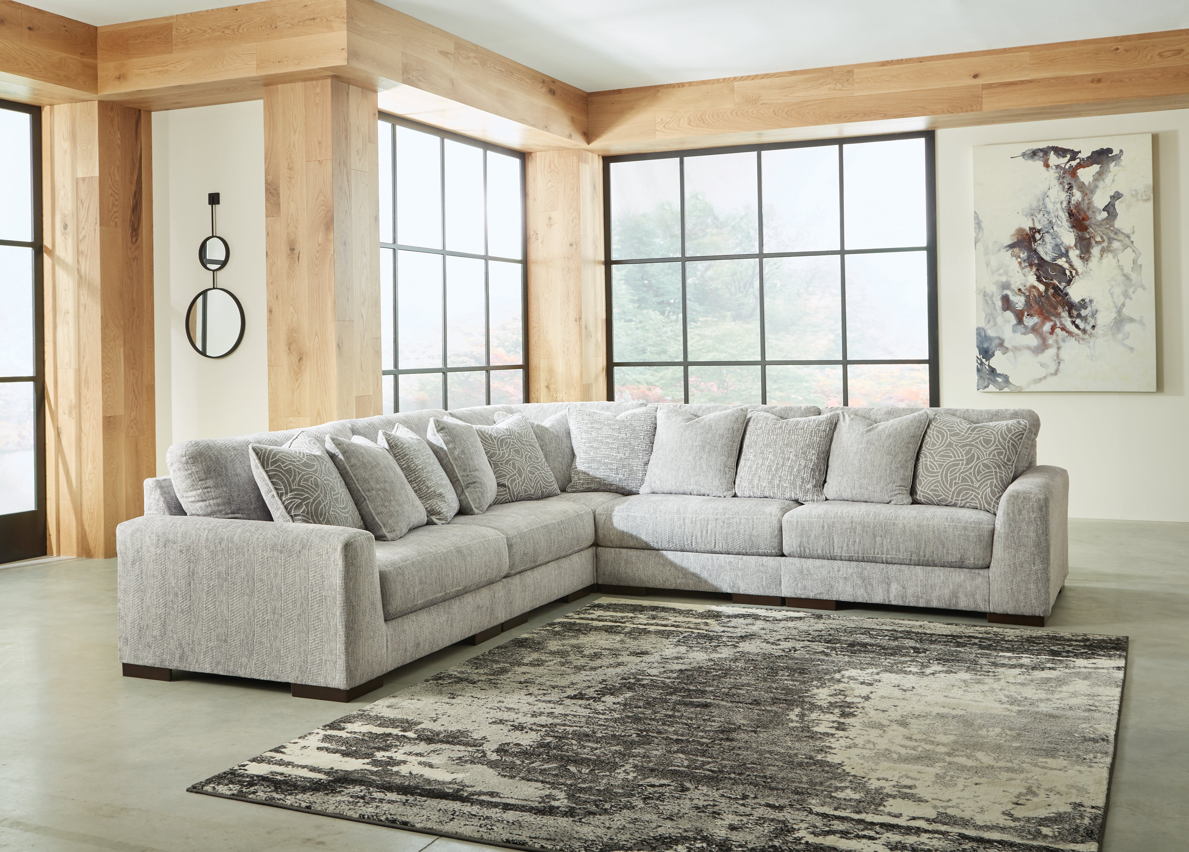 Leasing Furniture - Ashley Furniture - Regent Park Sectional - RAF 6-Piece Sectional / Pewter - 14404S7