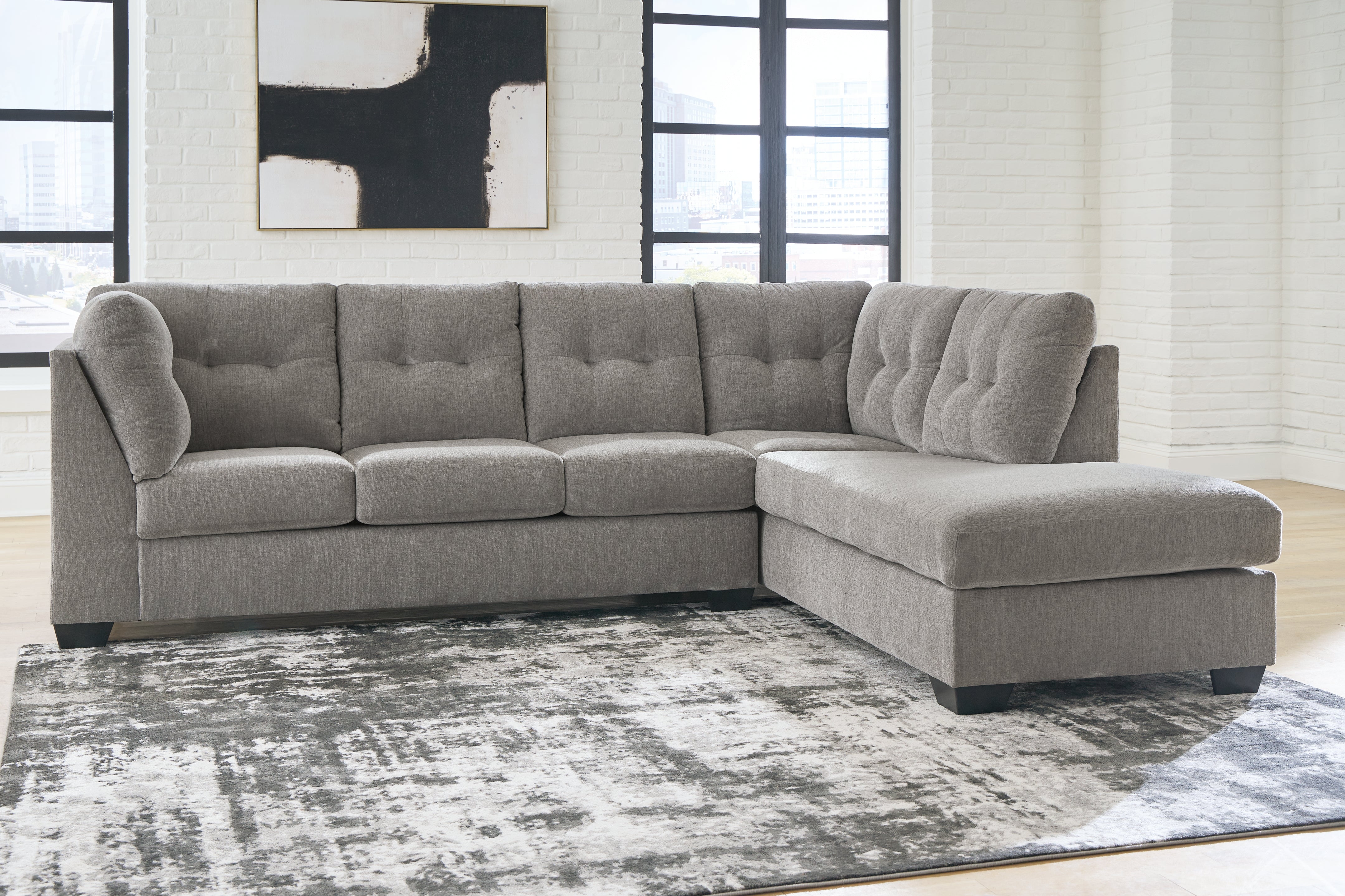 Leasing Furniture - Ashley Furniture - Lanelly Sectional - LAF 2-Piece Sectional with Chaise / Alloy - 17504S1