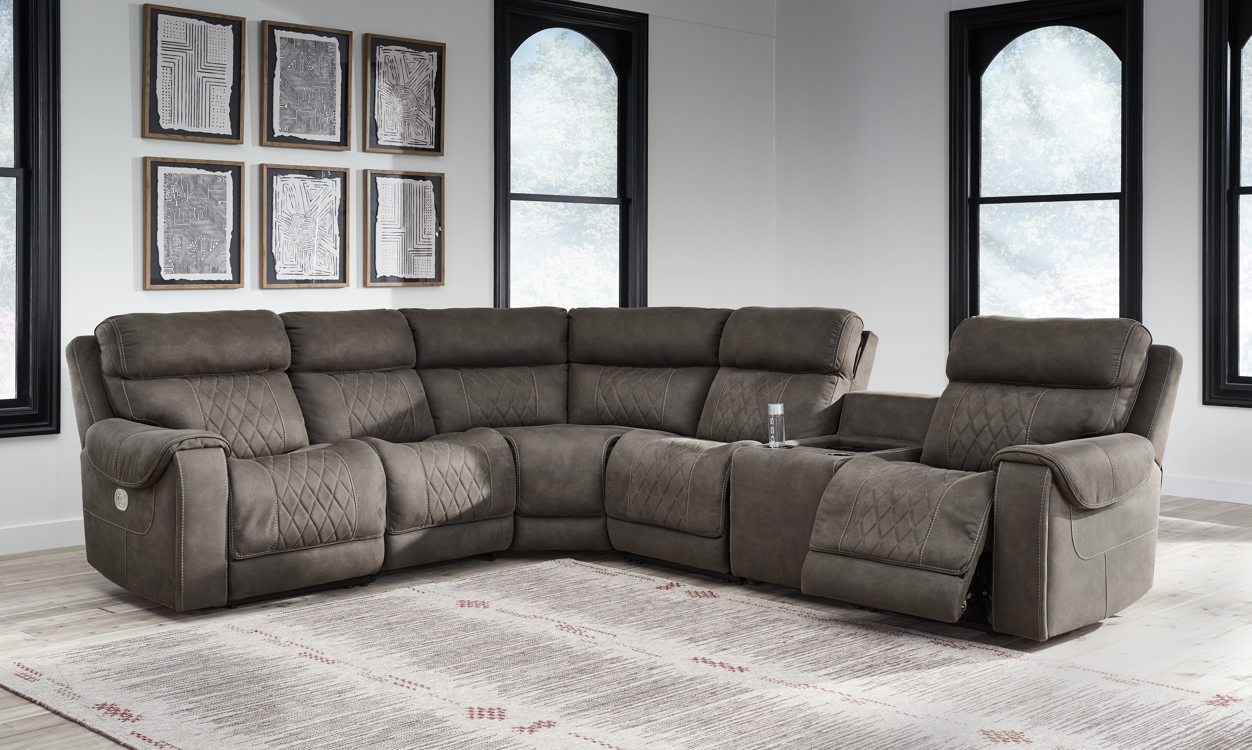 Leasing Furniture - Ashley Furniture - Hoopster Sectional - 6-Piece Power Reclining Sectional / Gunmetal - 23703S5