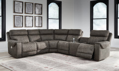 Leasing Furniture - Ashley Furniture - Hoopster Sectional - 6-Piece Power Reclining Sectional / Gunmetal - 23703S5