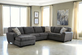 Leasing Furniture - Ashley Furniture - Ambee Sectional - RAF 3-Piece Sectional with Chaise / Slate - 28620S1