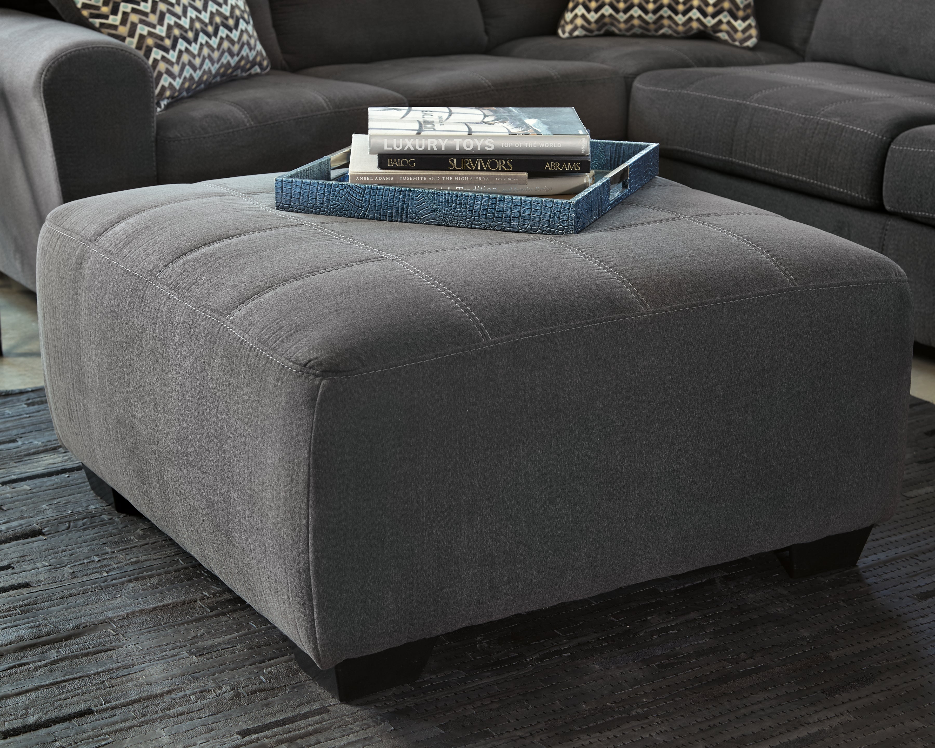 Leasing Furniture - Ashley Furniture - Ambee Living Room - Oversized Accent Ottoman / Slate - 2862008