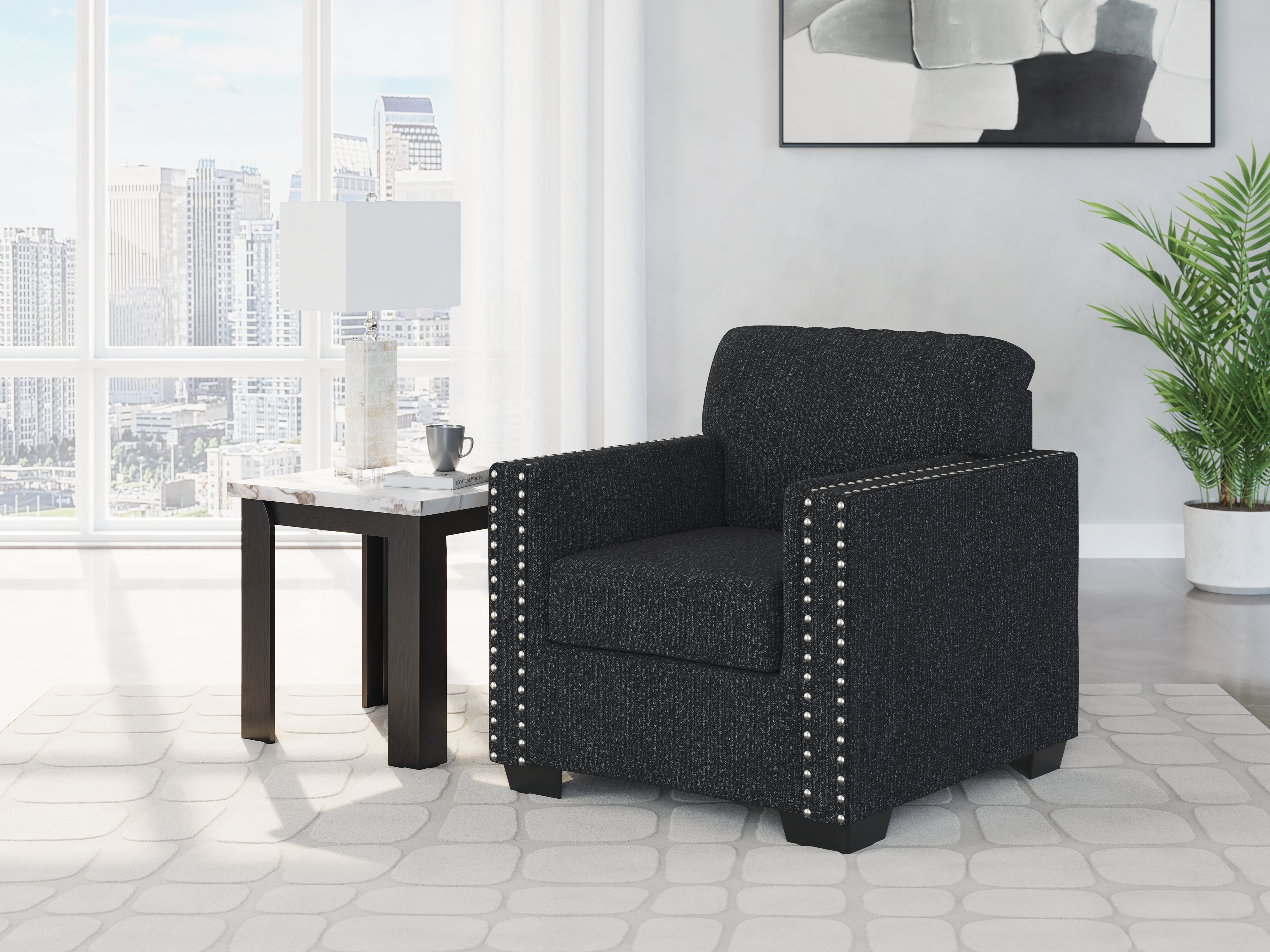 Leasing Furniture - Ashley Furniture - Jasmine Peaks Living Room - Ottoman / Coal - 2890414