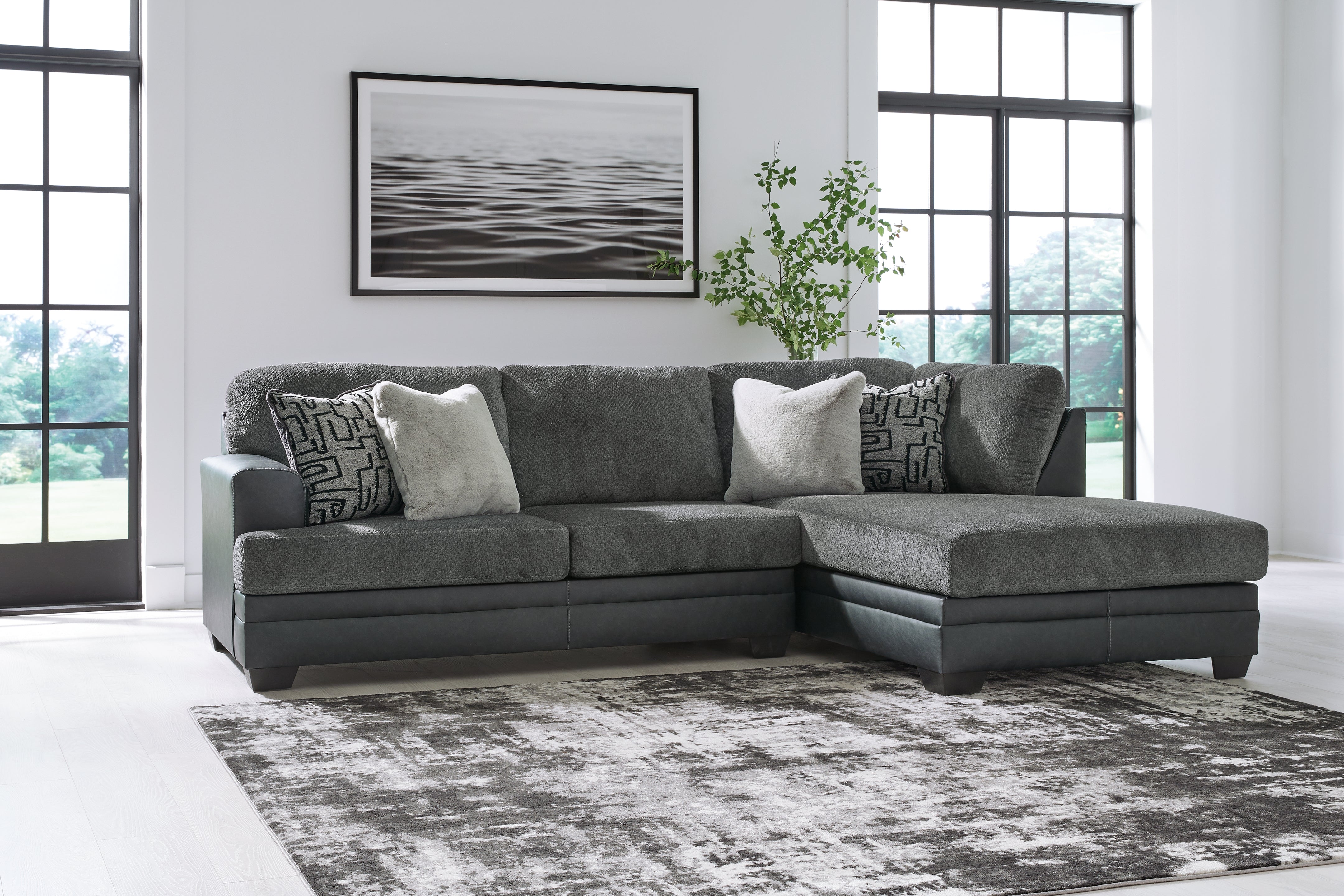 Leasing Furniture - Ashley Furniture - Brixley Pier Sectional - LAF 2-Piece Sectional with Chaise / Graphite - 29906S2