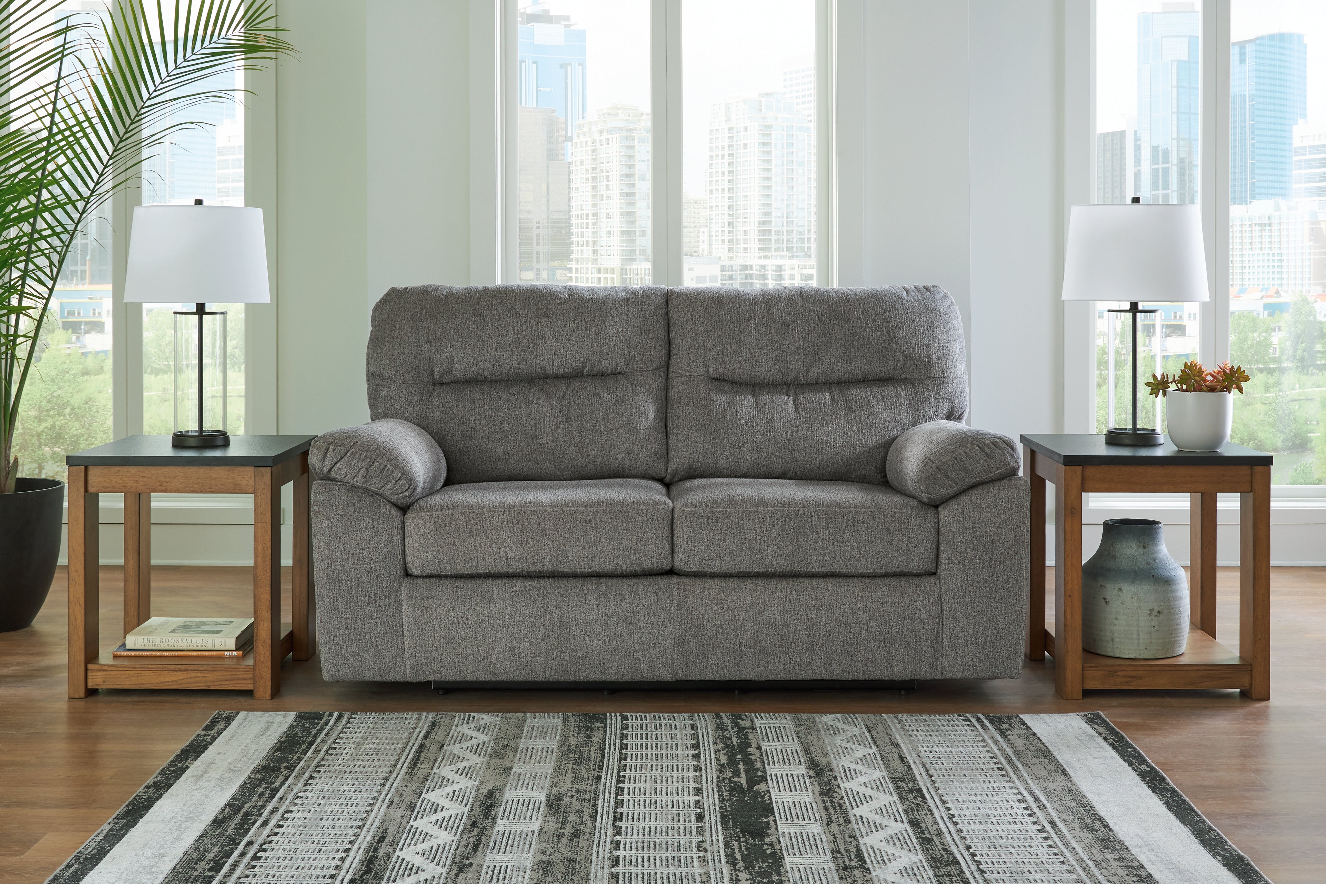 Leasing Furniture - Ashley Furniture - Bindura Living Room - Glider Loveseat / Mineral - 3030578