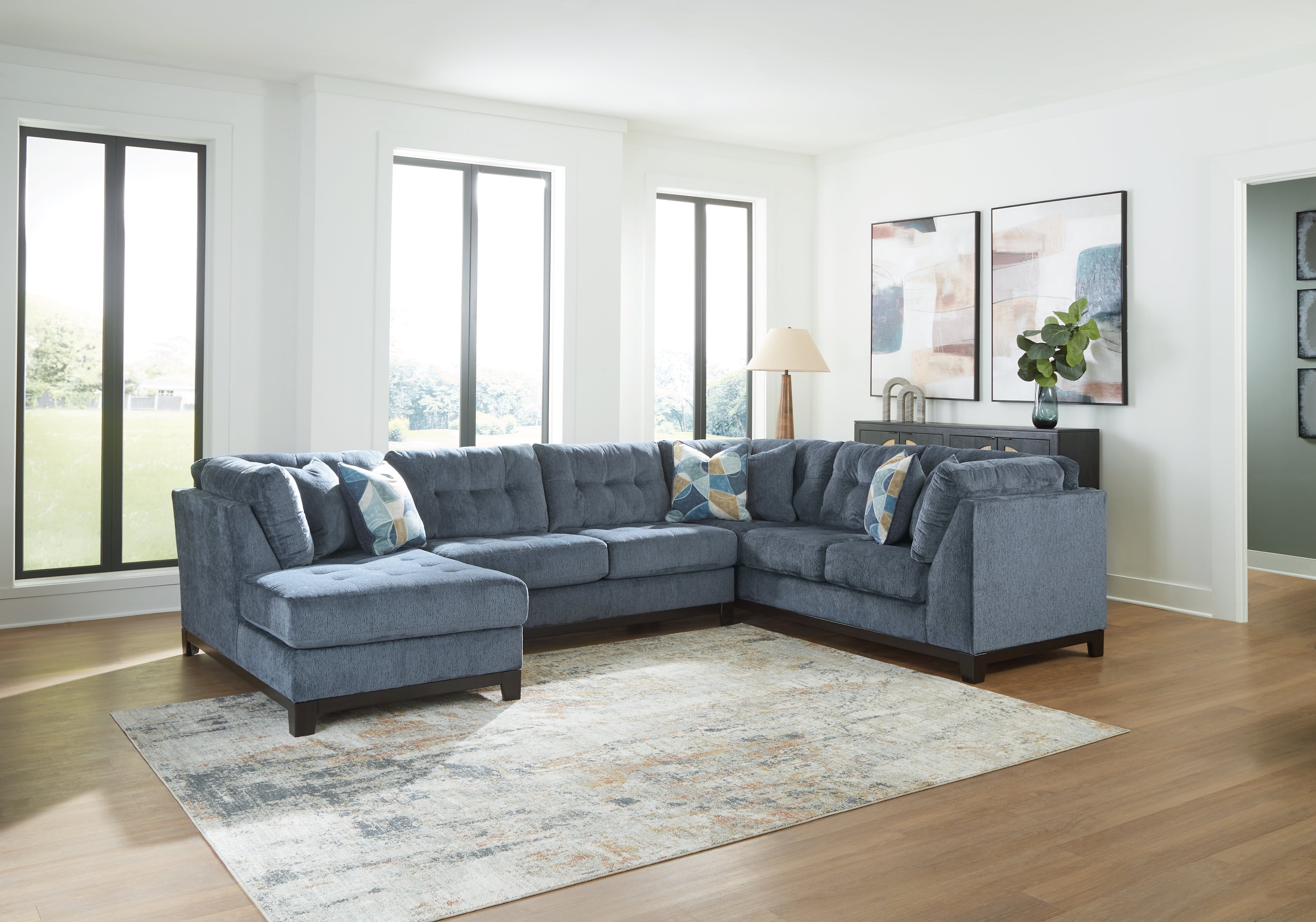 Leasing Furniture - Ashley Furniture - Maxon Place Sectional - 3-Piece Sectional with Chaise / Stone - 33004S2