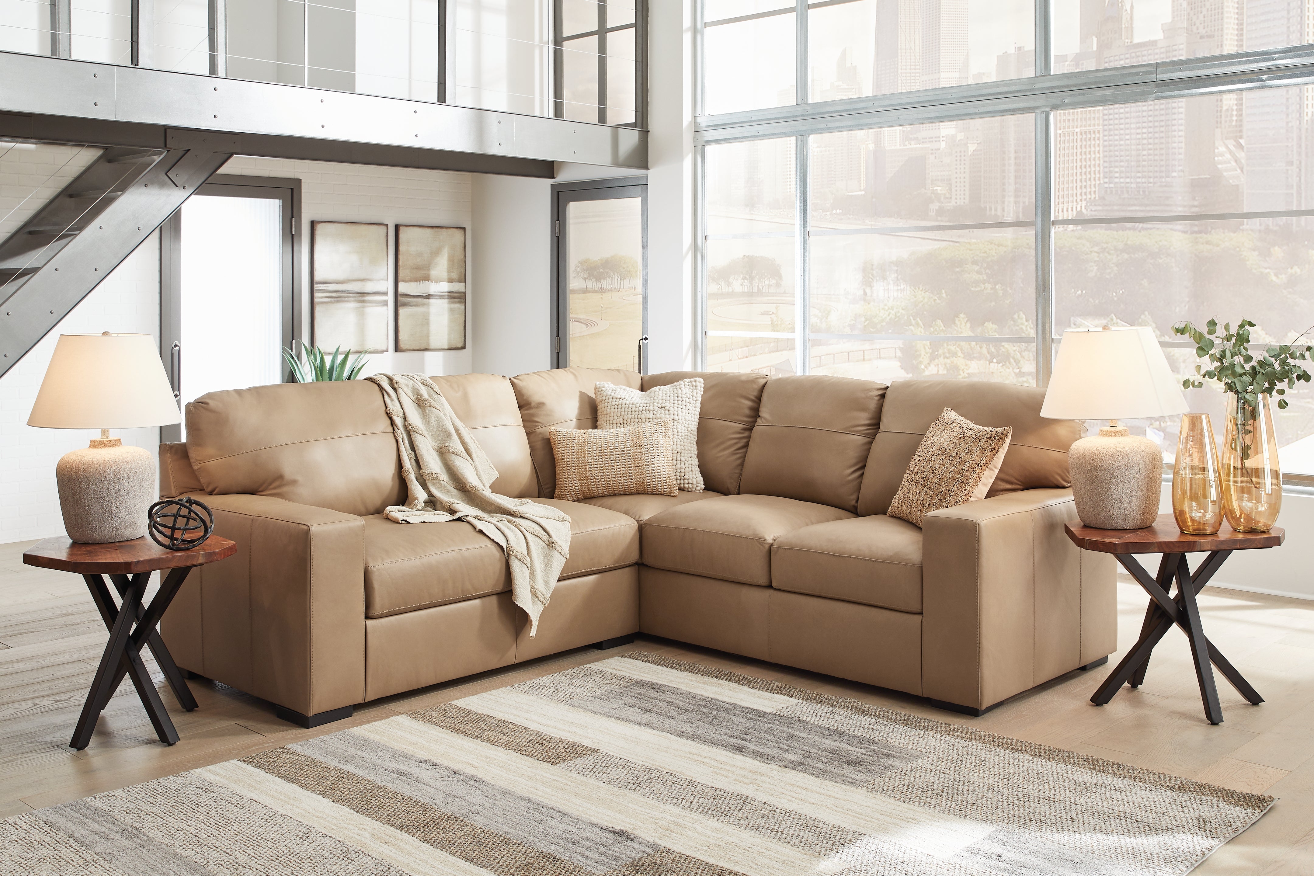 Leasing Furniture - Ashley Furniture - Bandon Sectional - RAF 4-Piece Sectional / Toffee - 38006S6