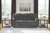 Leasing Furniture - Ashley Furniture - Foreside Living Room - DBL Rec Loveseat w/Console / Charcoal - 3810494