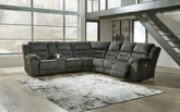 Leasing Furniture - Ashley Furniture - Nettington Sectional - 4-Piece Power Reclining Sectional / Smoke - 44101S3