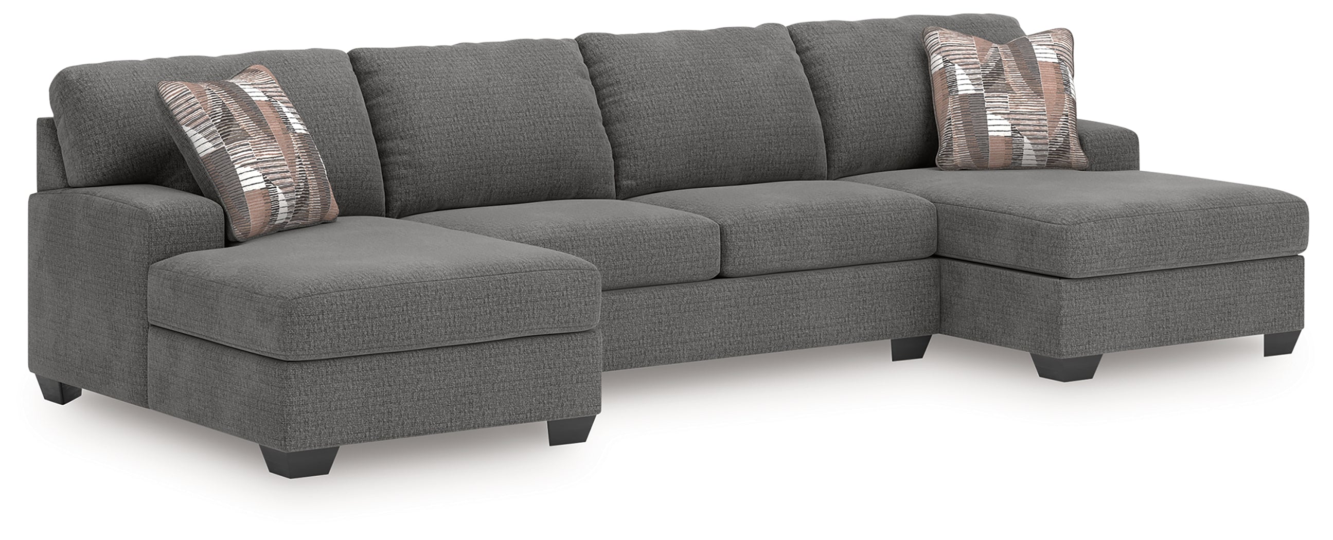 Leasing Furniture - Ashley Furniture - Newellen Sectional - RAF 3-Piece Sleeper Sectional with Chaise / Greystone - 48405S5