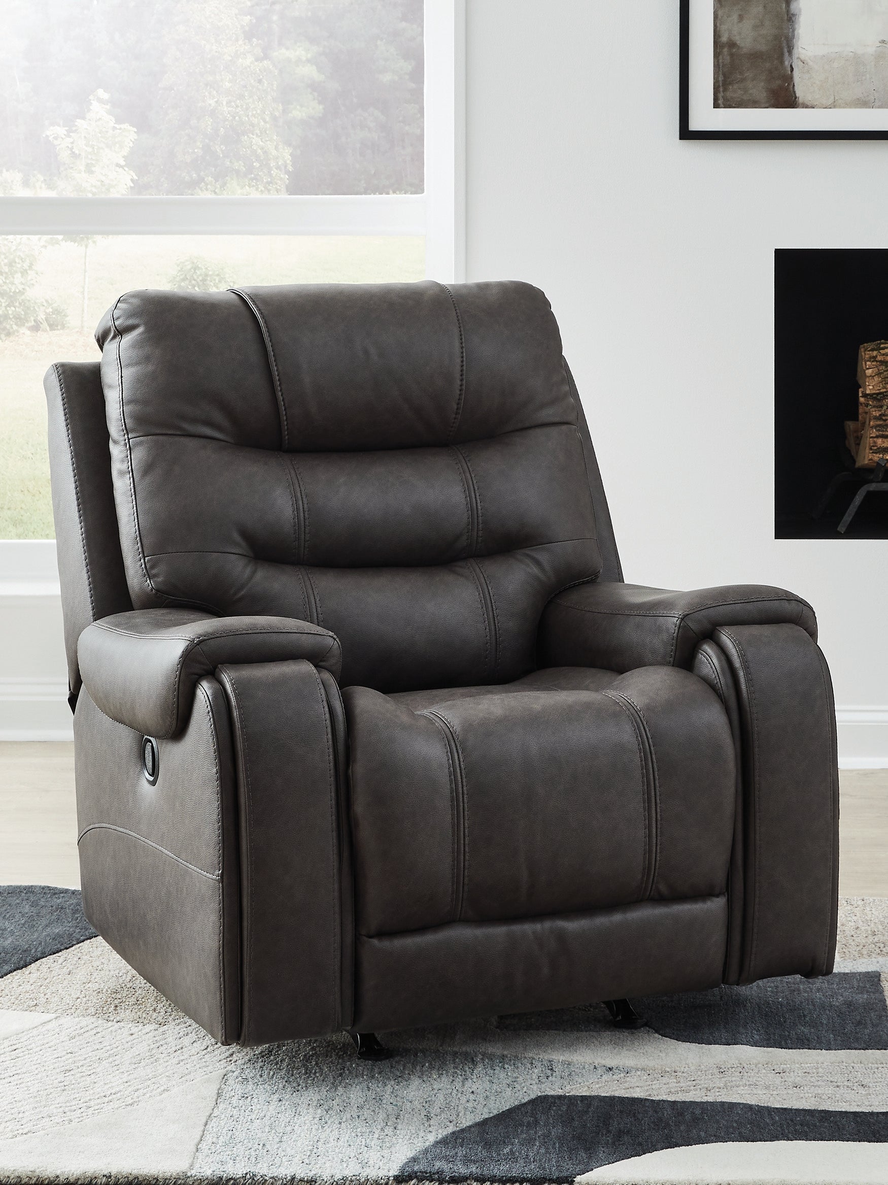 Leasing Furniture - Ashley Furniture - Femley Living Room - Rocker Recliner / Smoke - PC5330625