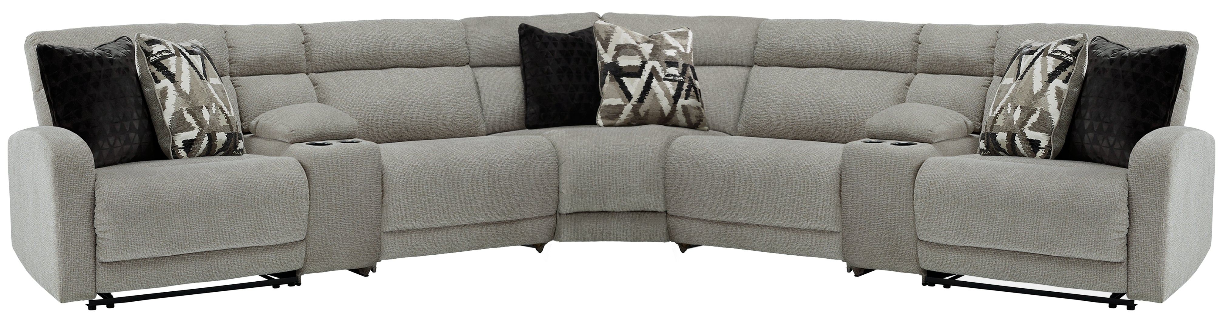Leasing Furniture - Ashley Furniture - Colleyville Sectional - 7-Piece Power Reclining Sectional with Chaise / Stone - 54405S32
