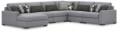 Leasing Furniture - Ashley Furniture - Bealton Sectional - RAF 6-Piece Sectional with Chaise / Salt and Pepper - 61305S13