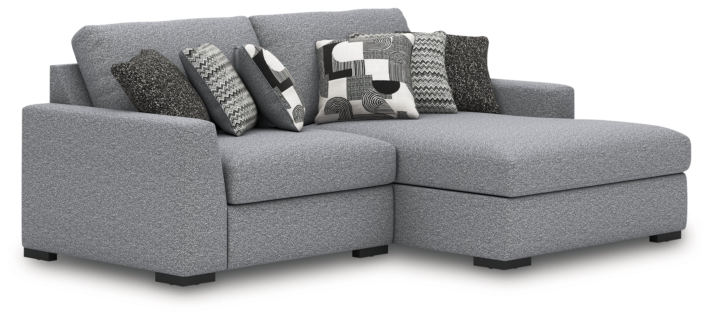 Leasing Furniture - Ashley Furniture - Bealton Sectional - RAF 5-Piece Sectional with Chaise / Salt and Pepper - 61305S8