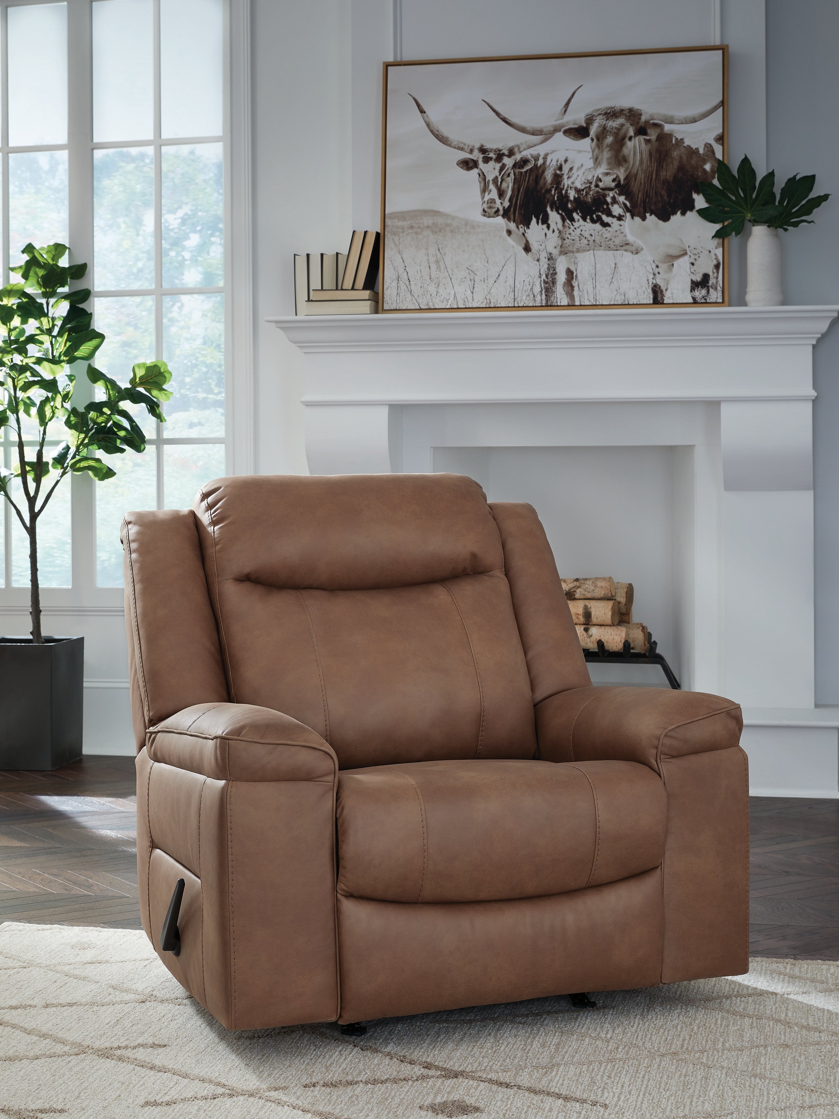 Leasing Furniture - Ashley Furniture - Status Check Living Room - Rocker Recliner / Shadow - PC6530725