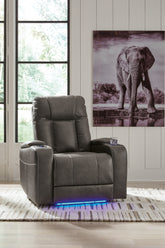 Leasing Furniture - Ashley Furniture - Feazada Living Room - PWR Recliner/ADJ Headrest / Shadow - 6620513