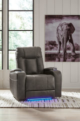 Leasing Furniture - Ashley Furniture - Feazada Living Room - PWR Recliner/ADJ Headrest / Shadow - 6620513