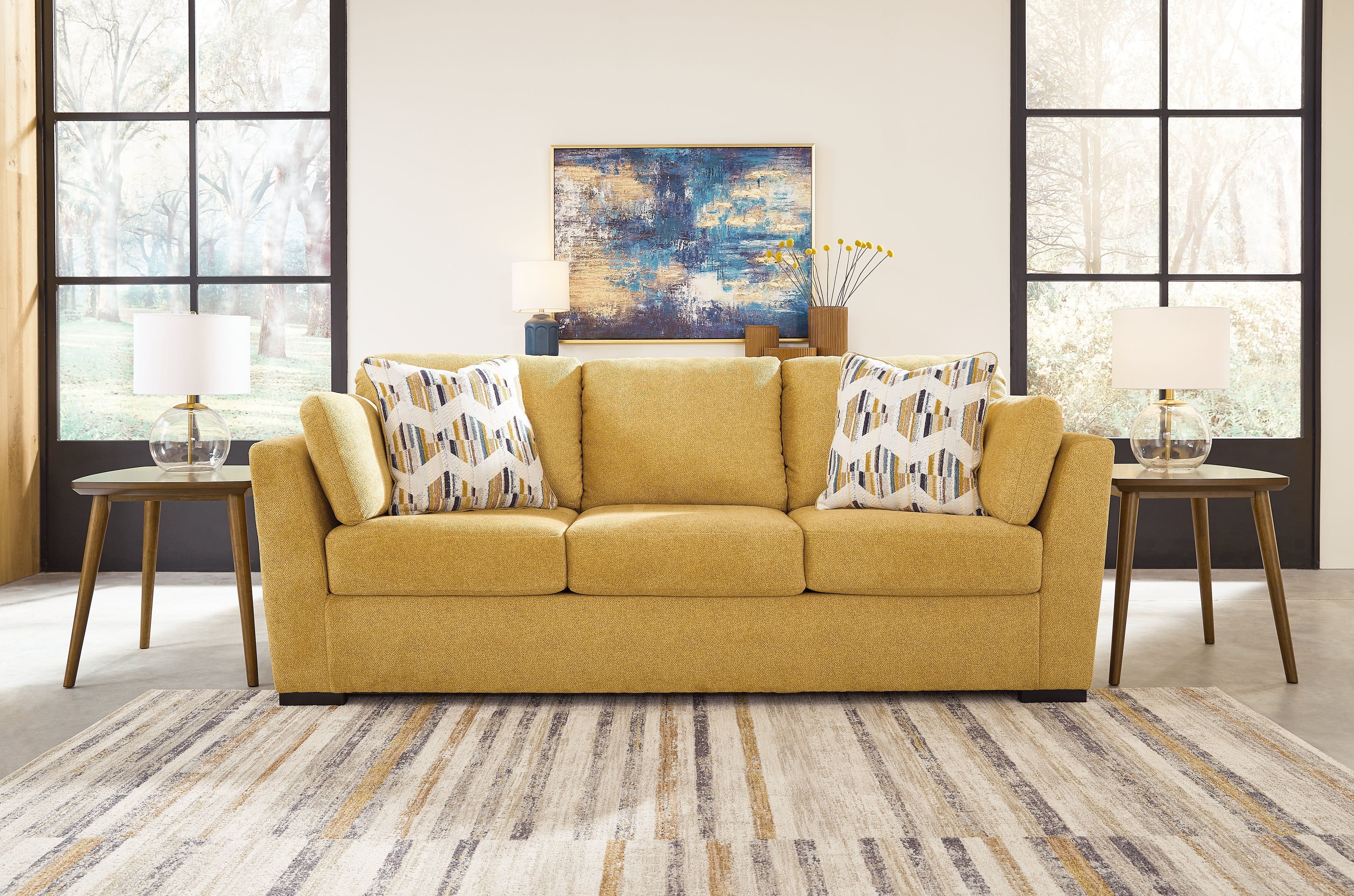Leasing Furniture - Ashley Furniture - Keerwick Living Room - Queen Sofa Sleeper / Teal - 6750739