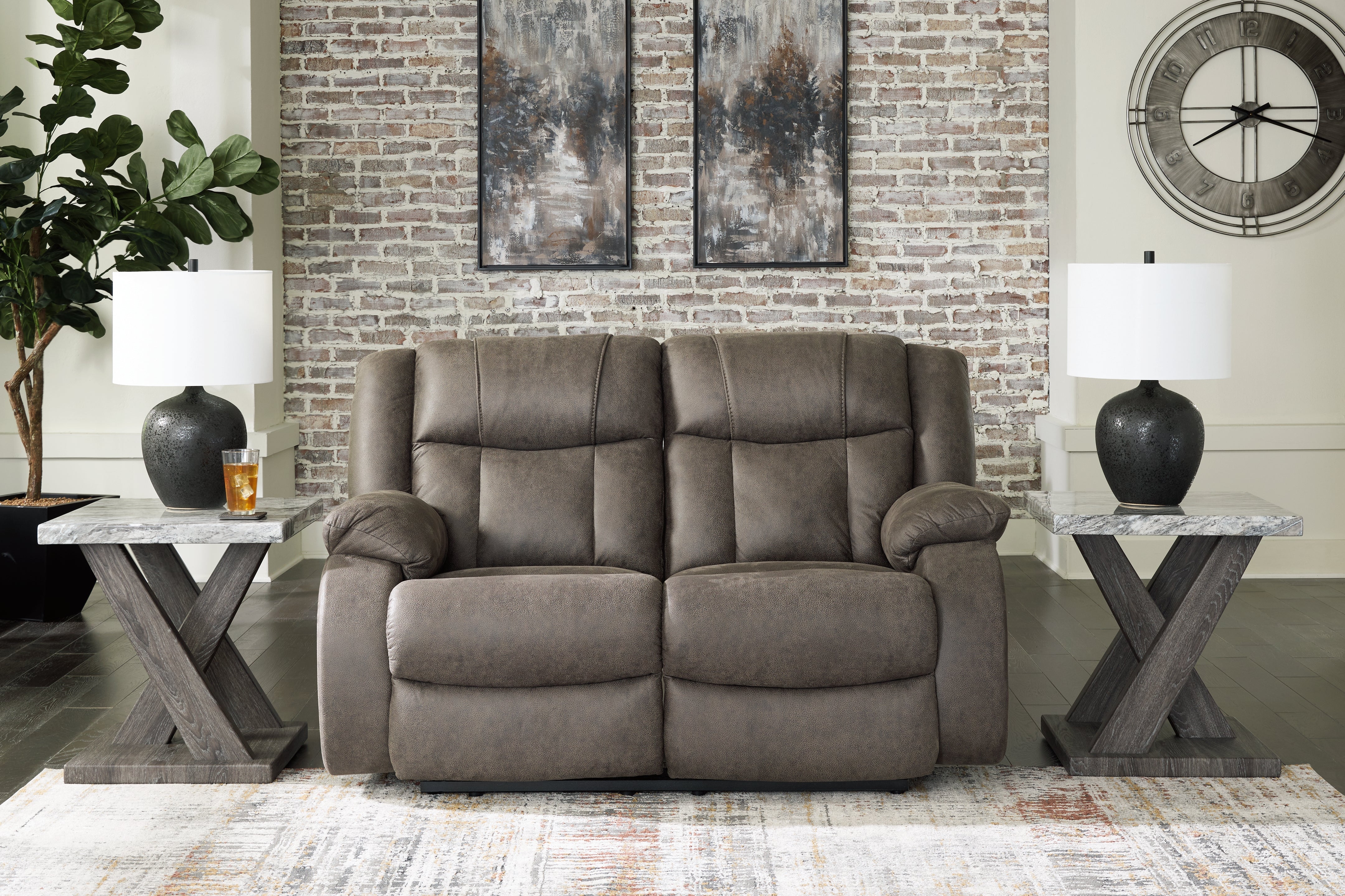 Leasing Furniture - Ashley Furniture - First Base Living Room - Rocker Recliner / Gunmetal - 6880425