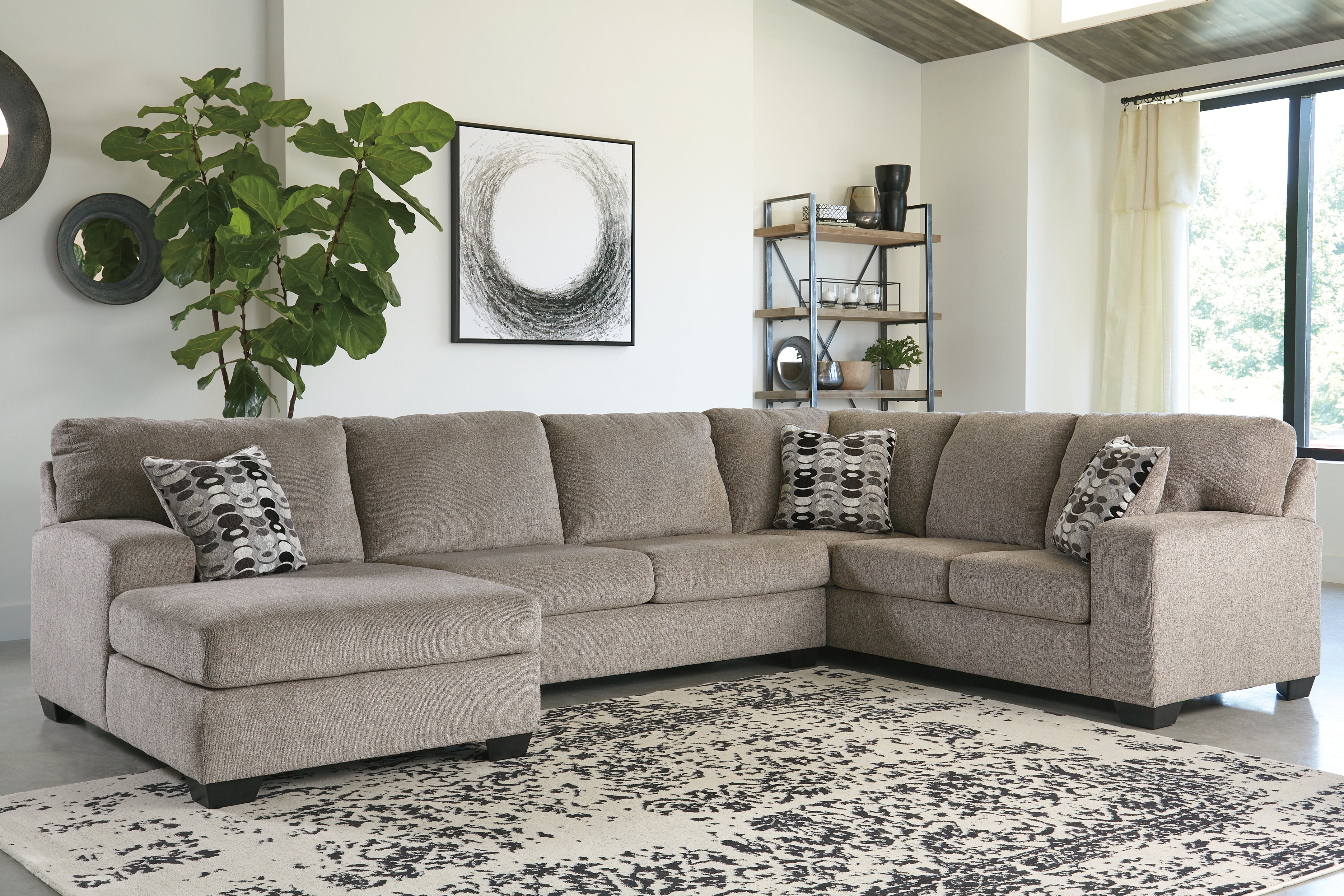 Leasing Furniture - Ashley Furniture - Ballinasloe Sectional - LAF 3-Piece Sectional with Chaise / Smoke - 80703S2