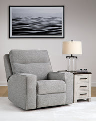 Leasing Furniture - Ashley Furniture - Biscoe Living Room - PWR Recliner/ADJ Headrest / Pewter - 9050313