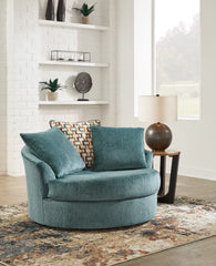 Leasing Furniture - Ashley Furniture - Laylabrook Living Room - Oversized Swivel Accent Chair / Teal - 9220621