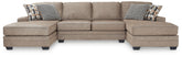 Leasing Furniture - Ashley Furniture - Cannonbrook Sectional - RAF 3-Piece Sectional with Chaise / Nutmeg - 98201S3