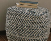 Leasing Furniture - Ashley Furniture - Chevron Pouf - Pouf / Blue - A1000445