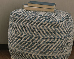 Leasing Furniture - Ashley Furniture - Chevron Pouf - Pouf / Blue - A1000445