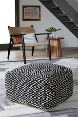 Leasing Furniture - Ashley Furniture - Jasett Pouf - Pouf / Black/Ivory - A1001058
