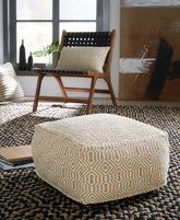 Leasing Furniture - Ashley Furniture - Adamont Pouf - Pouf / Tan/Ivory - A1001059