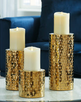 Leasing Furniture - Ashley Furniture - Marisa Candle Holder - Candle Holder Set (3/CN) / Silver Finish - A2000460