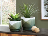 Leasing Furniture - Ashley Furniture - Ardenridge Planter (Set of 2) - Planter Set (Set of 2) / Green/White - A2000579