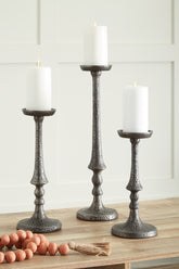 Leasing Furniture - Ashley Furniture - Eravell Candle Holder - Candle Holder Set (3/CN) / Pewter Finish - A2000584