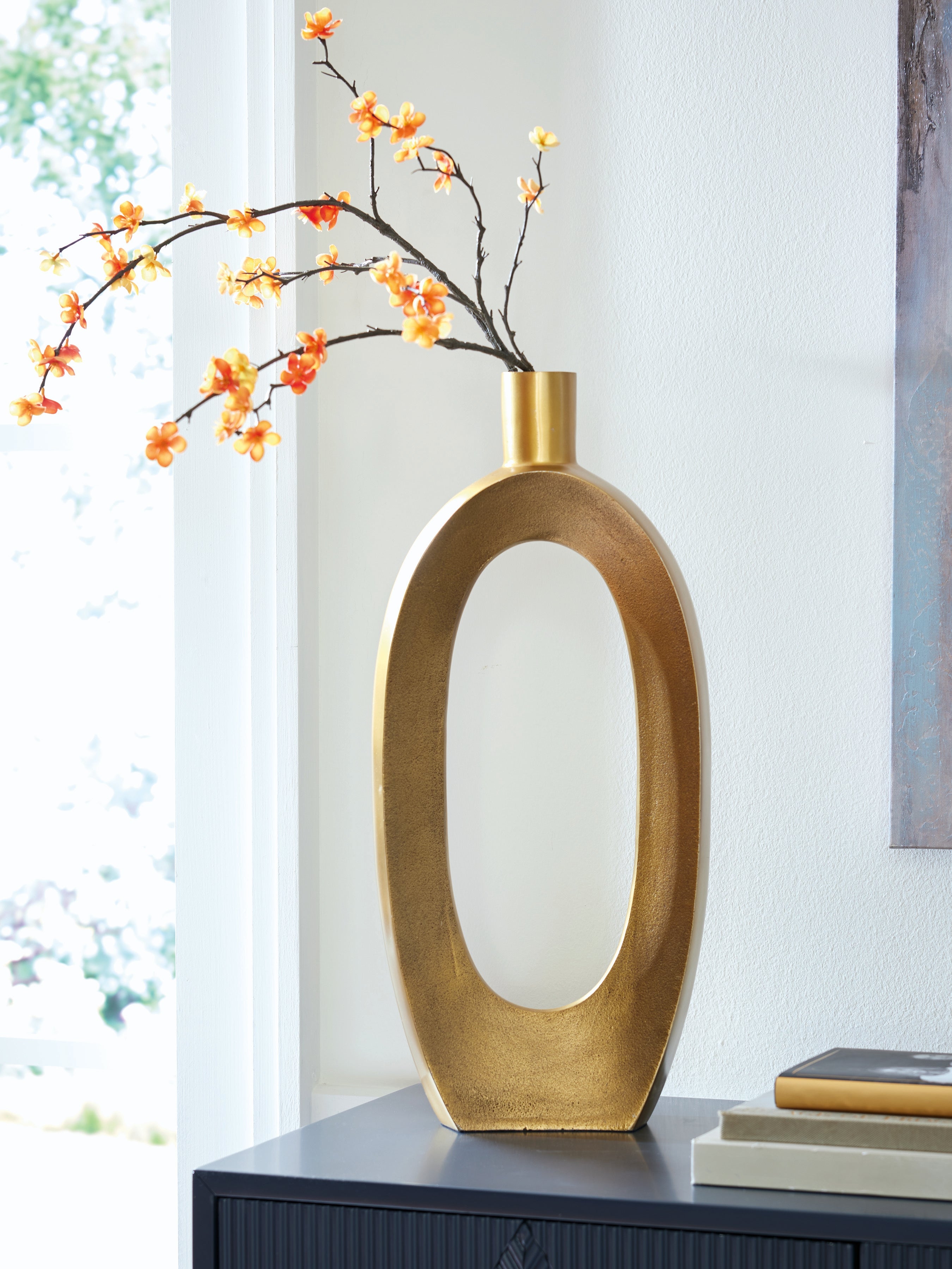 Leasing Furniture - Ashley Furniture - Lawtonville Vase - Vase / Antique Gold Finish - A2000752