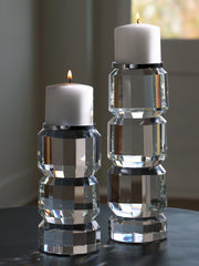 Leasing Furniture - Ashley Furniture - Brentley Candle Holder - Candle Holder Set (Set of 2) / Clear/Silver Finish - A2000770