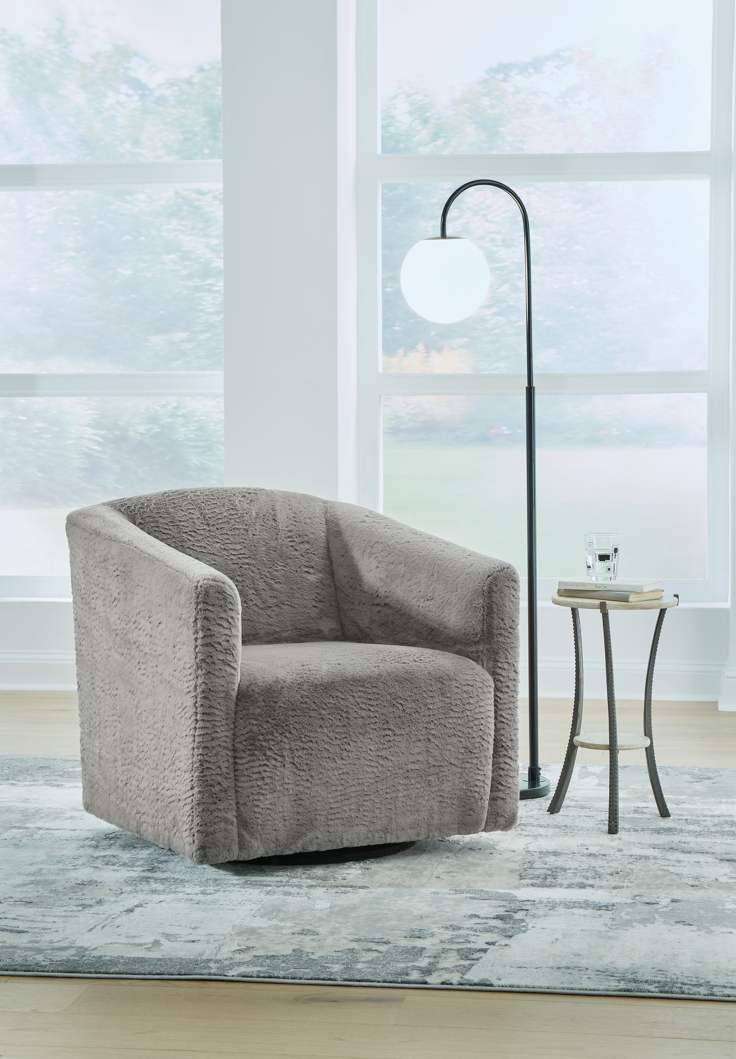 Leasing Furniture - Ashley Furniture - Bramner Accent Chair - Swivel Accent Chair / Charcoal - A3000330