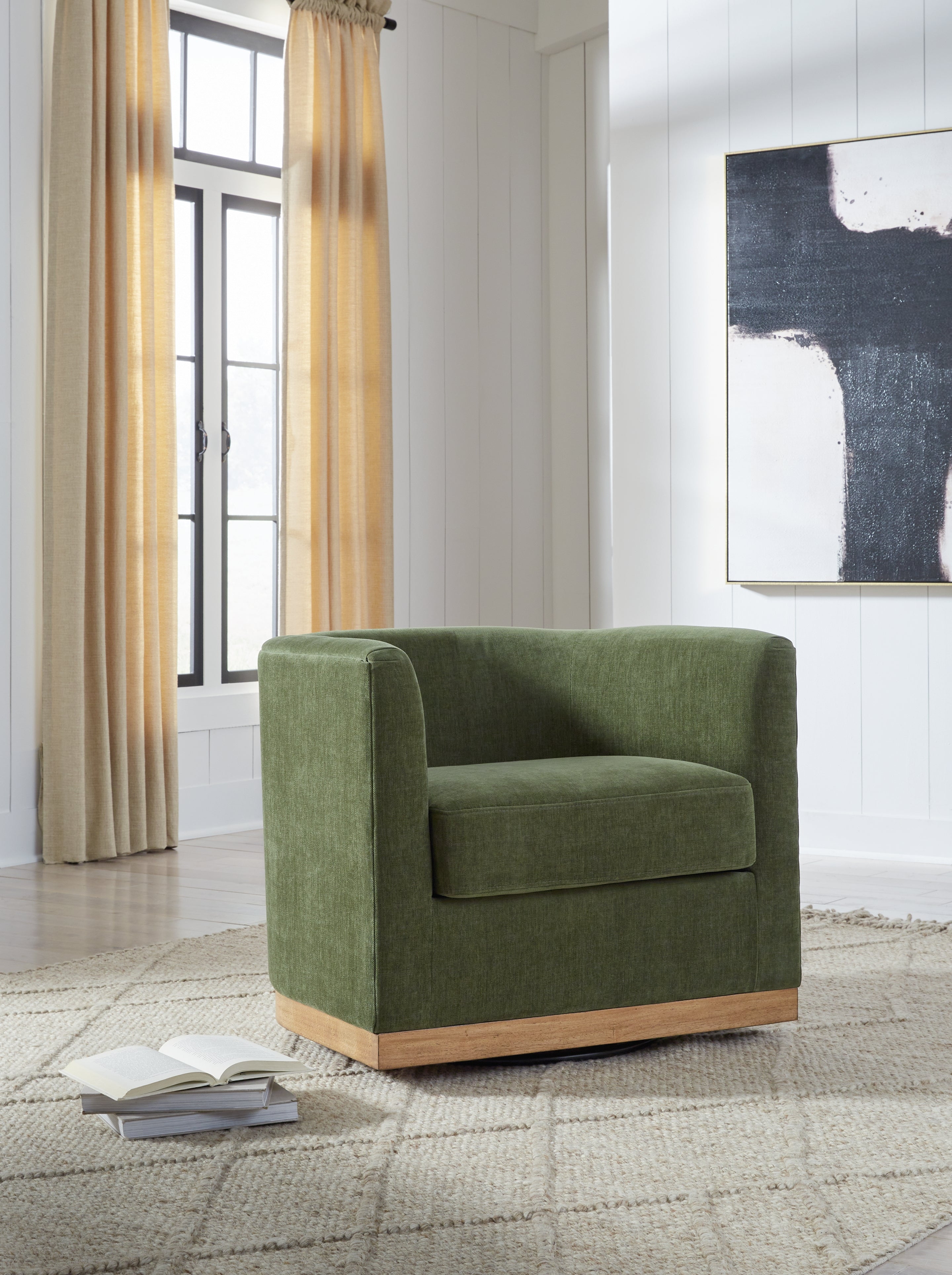 Leasing Furniture - Ashley Furniture - Jersonlow Swivel Accent Chair - Swivel Accent Chair / Forest Green - A3000696
