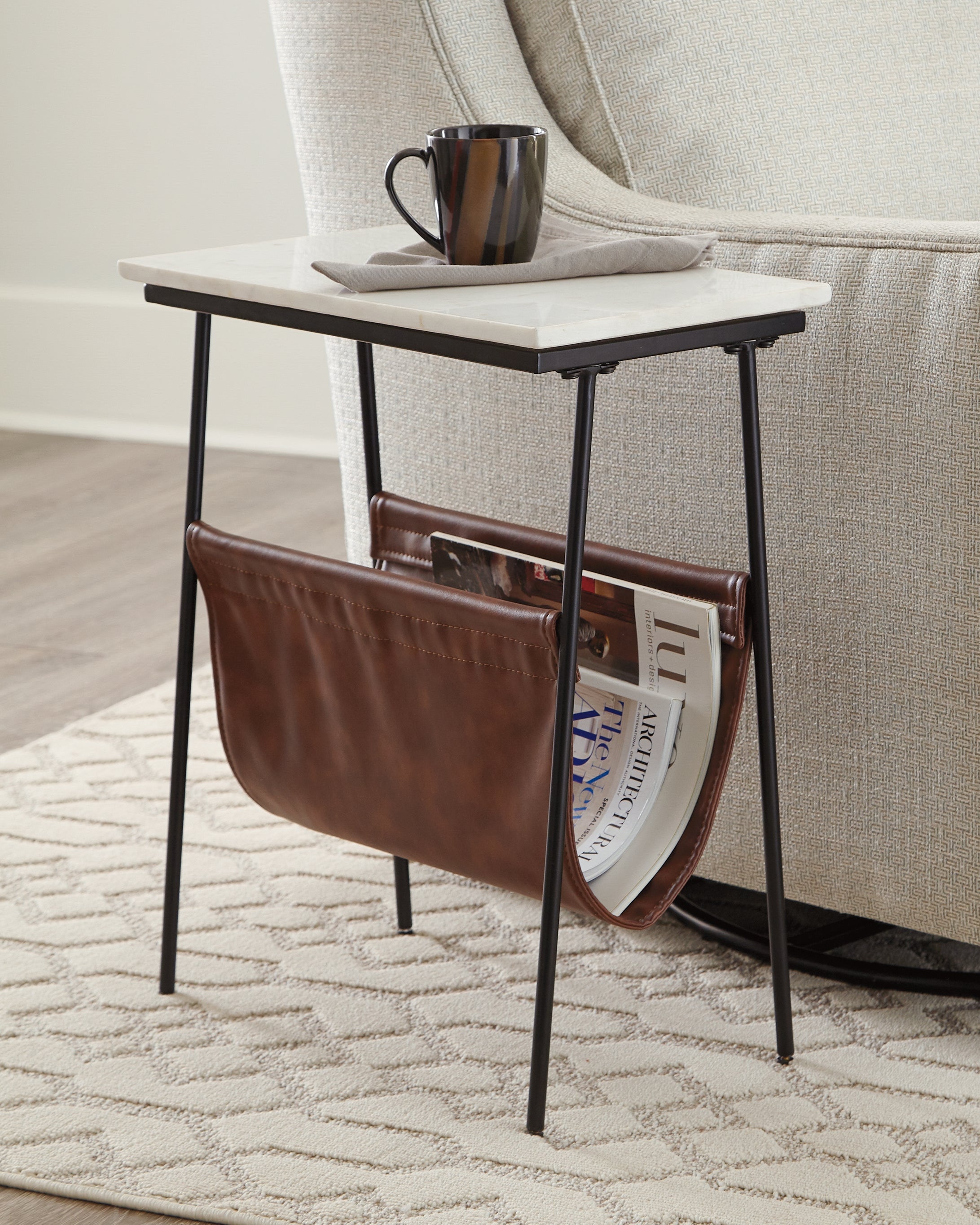 Leasing Furniture - Ashley Furniture - Etanbury Accent Table - Accent Table / Brown/Black/White - A4000254