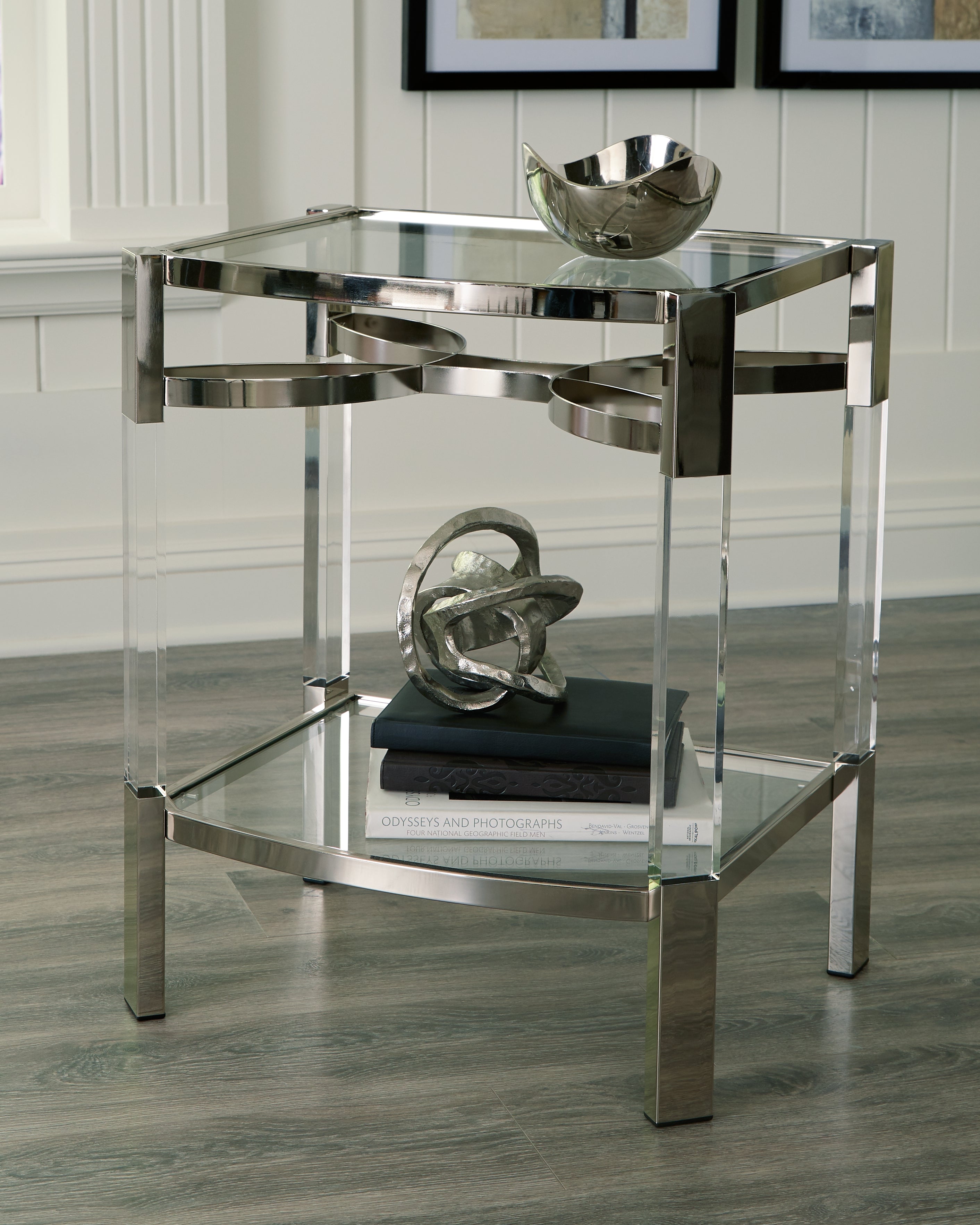 Leasing Furniture - Ashley Furniture - Chaseton Accent Table - Accent Table / Clear/Silver Finish - A4000334