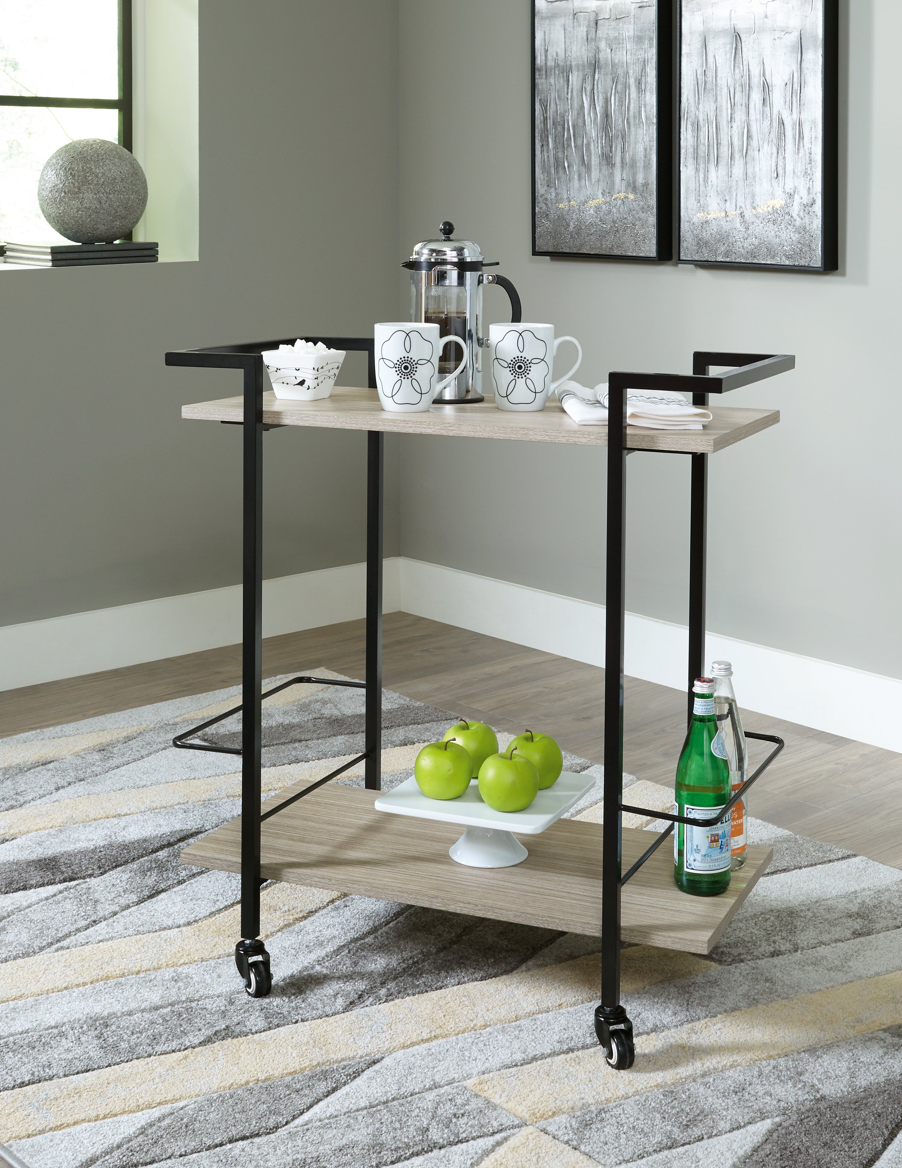 Leasing Furniture - Ashley Furniture - Waylowe Bar Cart - Bar Cart / Brown/Black - A4000389