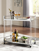 Leasing Furniture - Ashley Furniture - Chaseton Bar Cart - Bar Cart / Clear/Silver Finish - A4000501