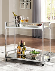 Leasing Furniture - Ashley Furniture - Chaseton Bar Cart - Bar Cart / Clear/Silver Finish - A4000501