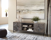 Leasing Furniture - Ashley Furniture - Treybrook Accent Cabinet - Accent Cabinet / Distressed Gray - A4000512
