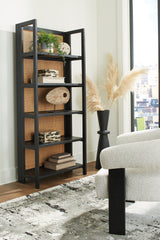 Leasing Furniture - Ashley Furniture - Abyard Bookcase - Bookcase / Black/Natural - A4000574