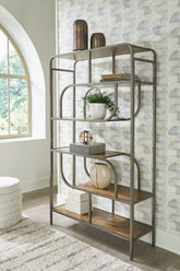 Leasing Furniture - Ashley Furniture - Jaddon Bookcase - Bookcase / Brown/Antique Silver - A4000587